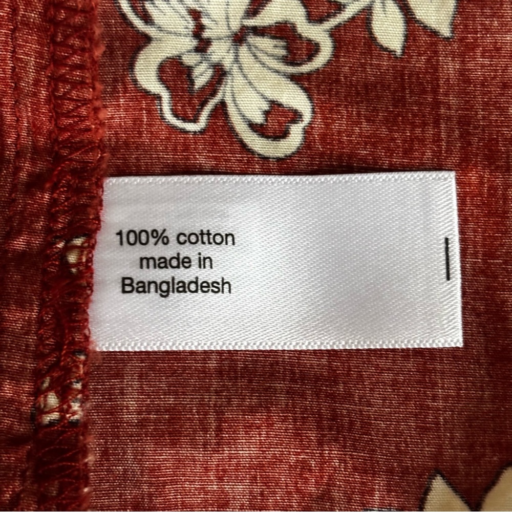 Lane Bryant Sz 22 Rust Floral Cotton Classic Raglan Elbow Sleeve Tie Neck Top - Picture 9 of 10
